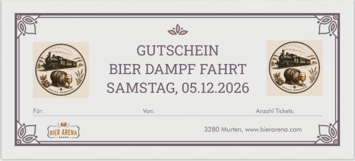 Gutschein Bier Dampf Fahrt 2026