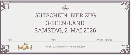 Gutschein Bier Zug 2026 (inkl. Porto/Versand und weissem Geschenk-Couvert)