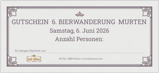 Gutschein Bierwanderung Murten 2026 inkl. Versand und weissem Couvert