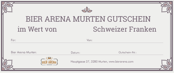 Bier Arena Murten Gutschein (Fr. 25.-)