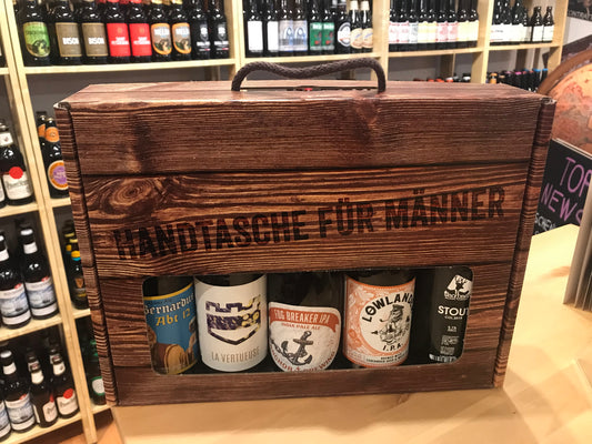 Handtasche für Männer mit 5 Schweizer Craft Bier (kein Versand)
