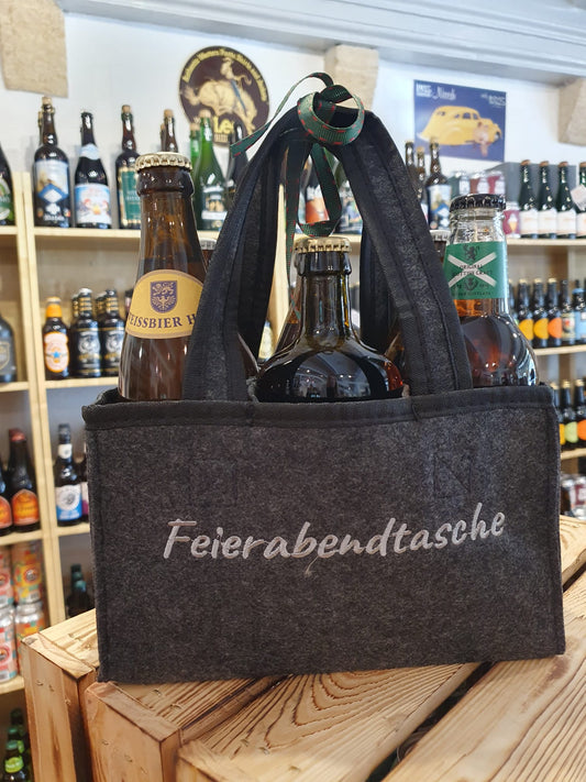 Filz-Tasche mit 6 internationalen Bier (Sujet Feierabendtasche)